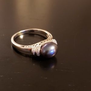 💕Grey Pearl Sterling Silver Ring